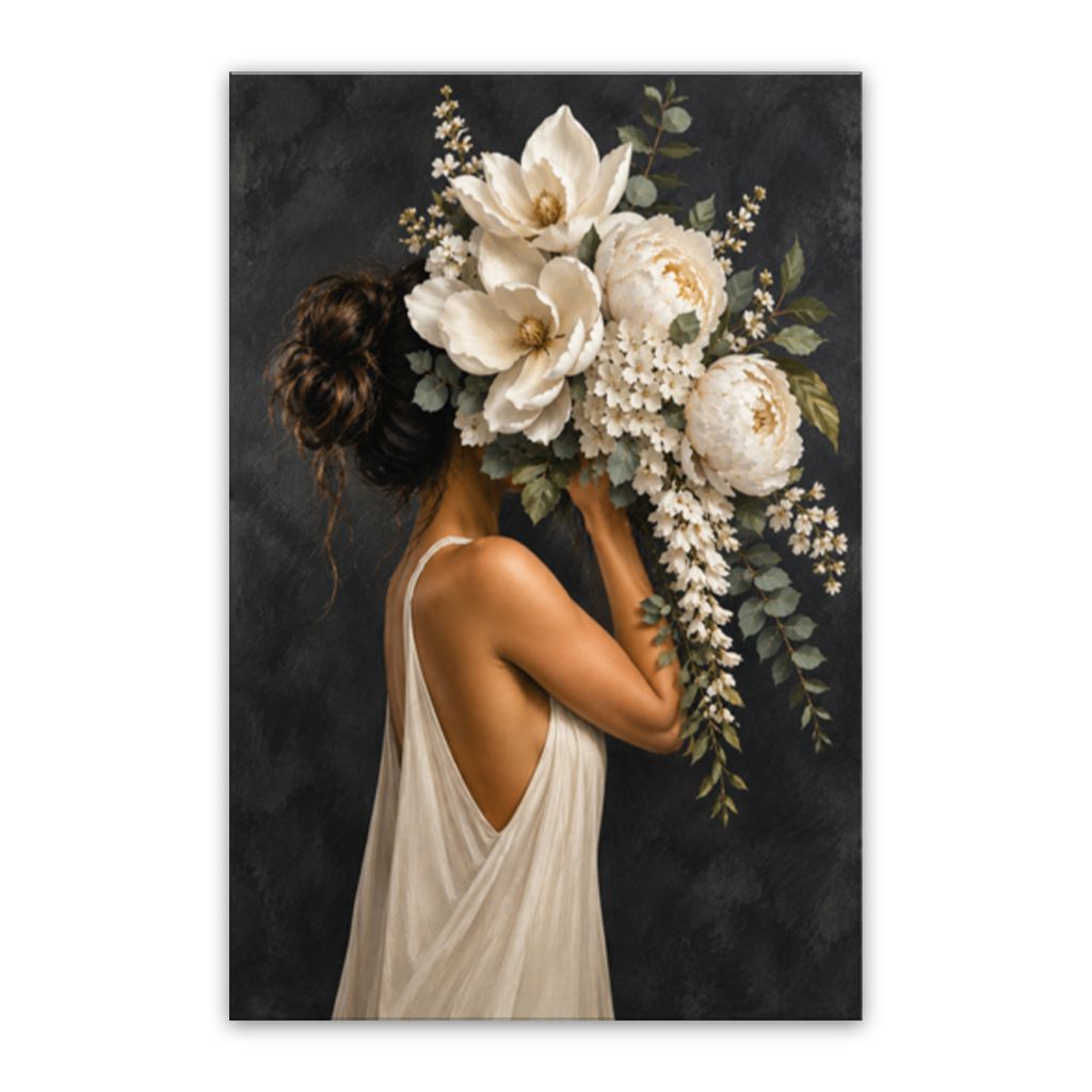 Amanda With Flowers Canvas Wall Art Print
