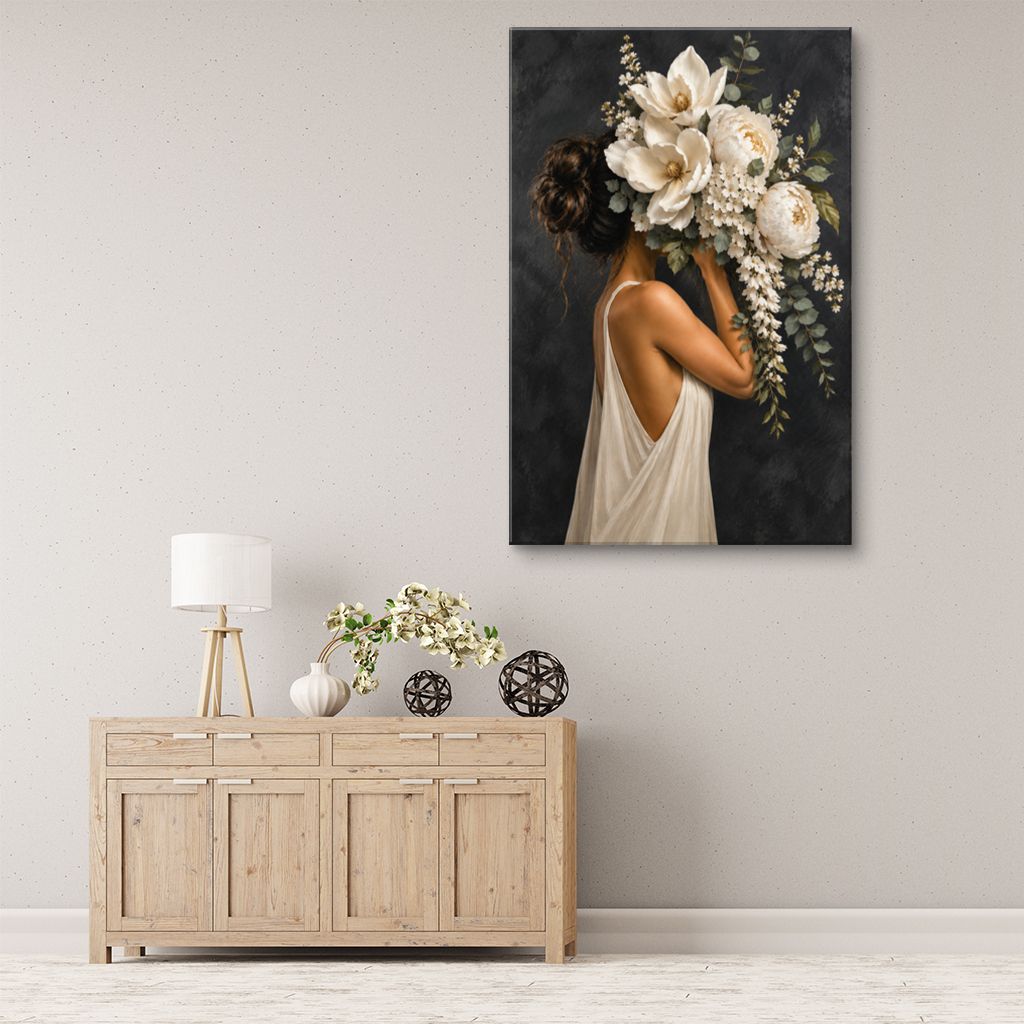 Amanda With Flowers Canvas Wall Art Print
