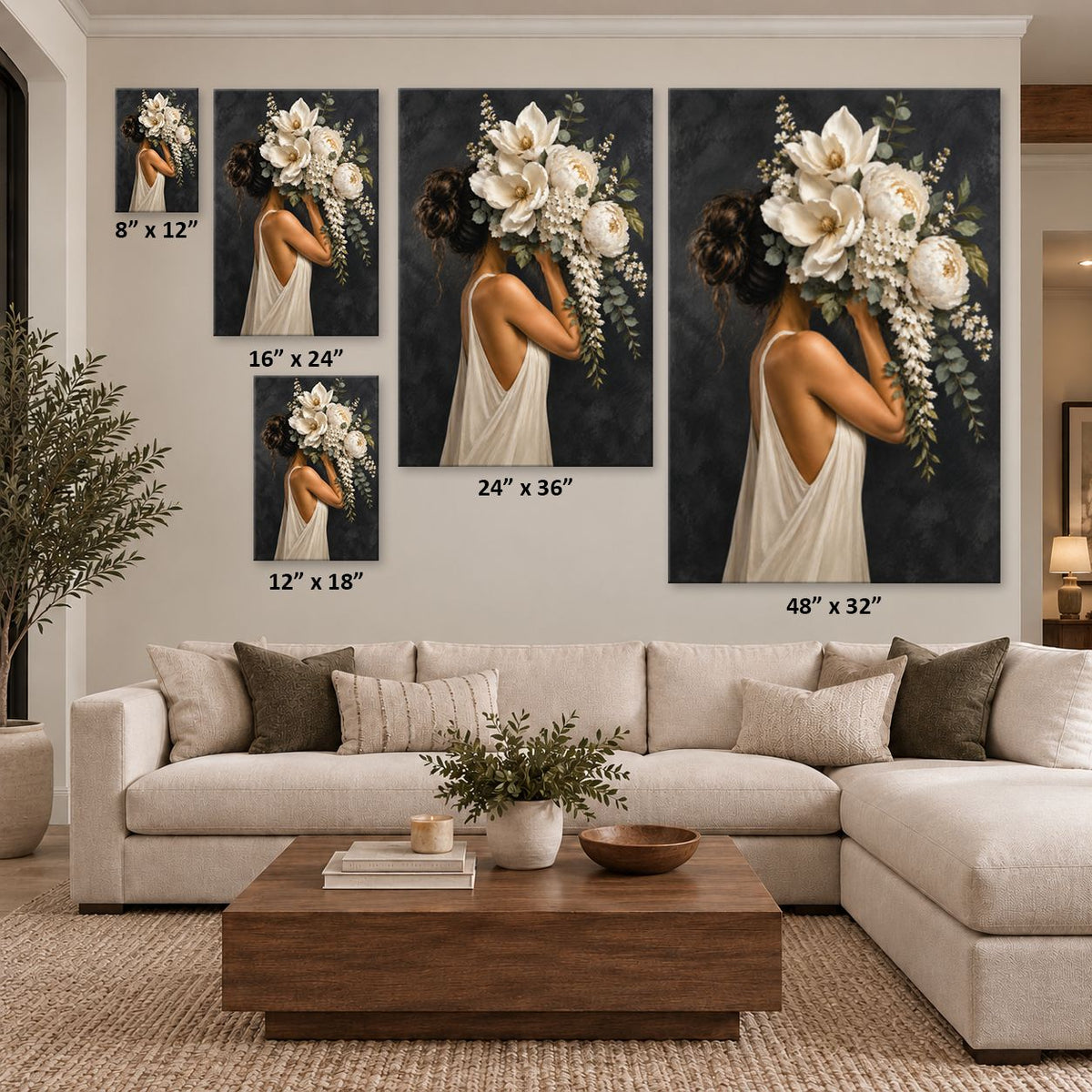 Amanda With Flowers Canvas Wall Art Print