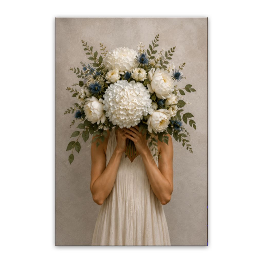 Caroline With Flowers Canvas Wall Art Print