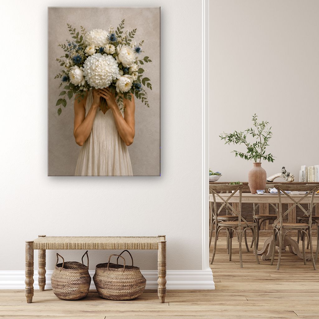 Caroline With Flowers Canvas Wall Art Print