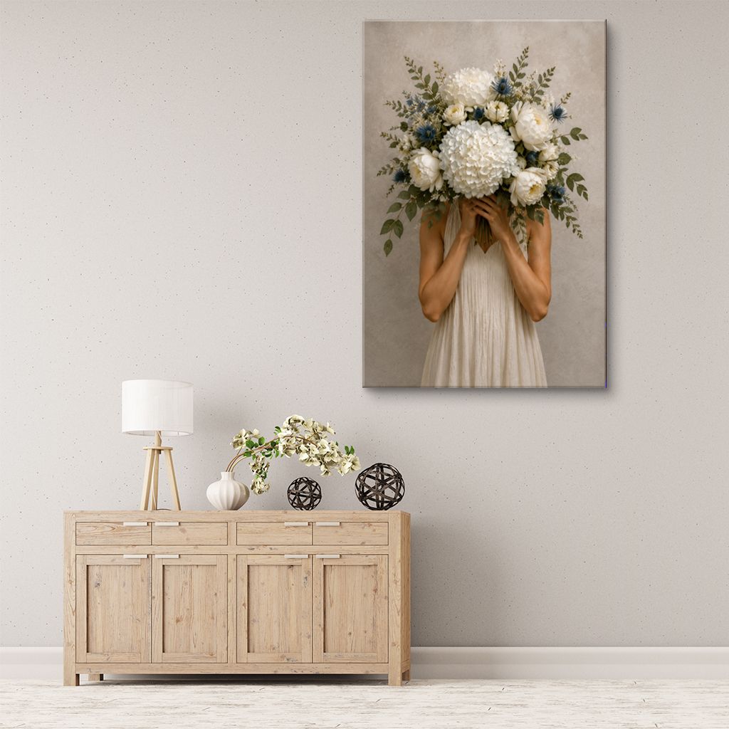 Caroline With Flowers Canvas Wall Art Print