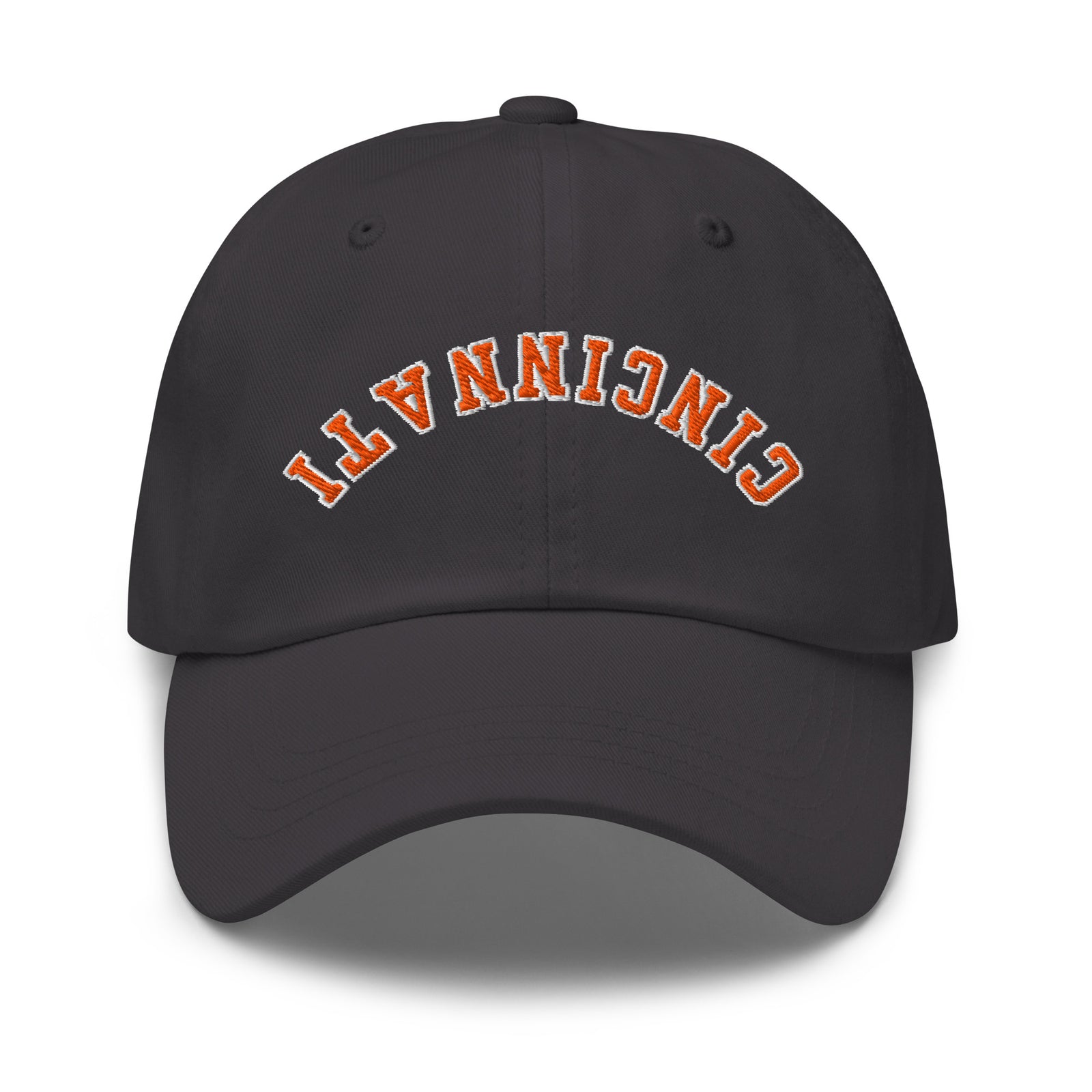 Curved Upside Down Orange Cincinnati Dad Hat