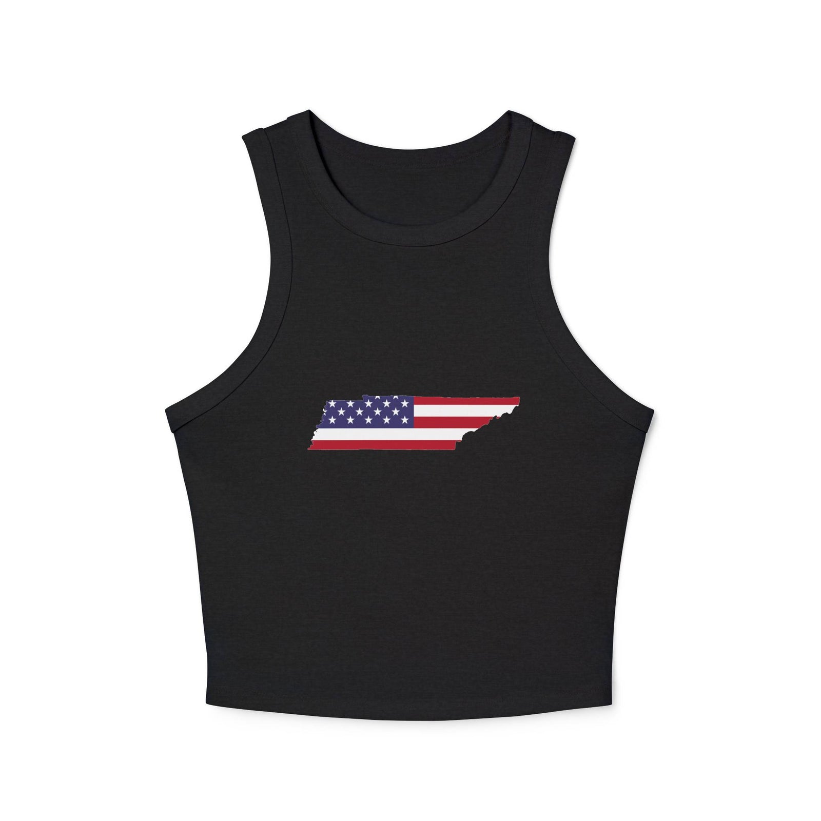 Tennessee Flag Stars and Stripes Cropped Black Tank Top