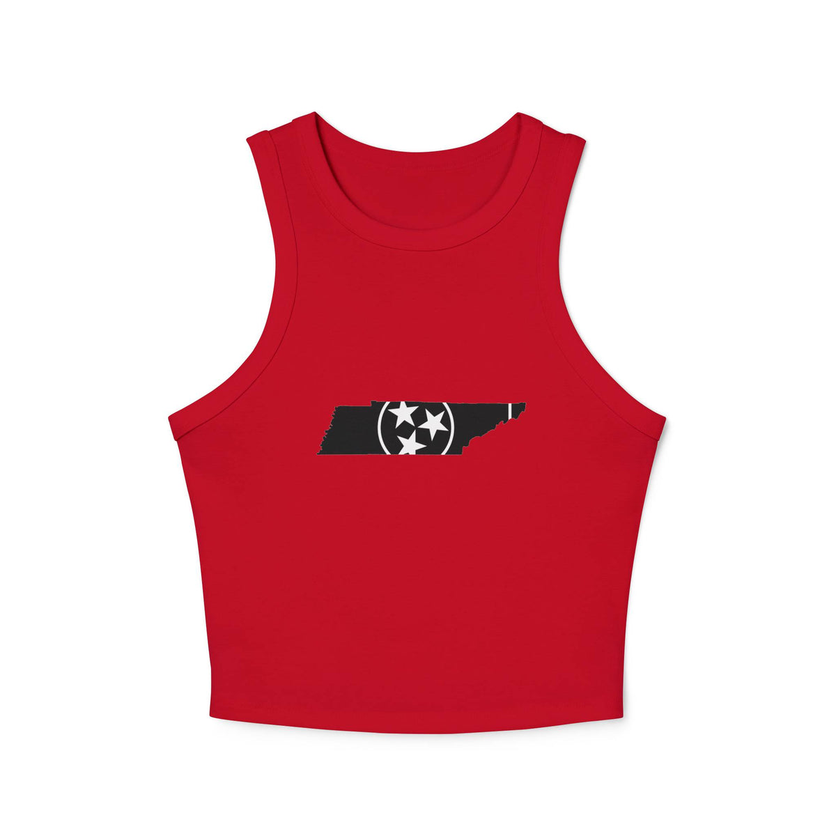 Black and White Tennessee Flag Cropped Red Tank Top