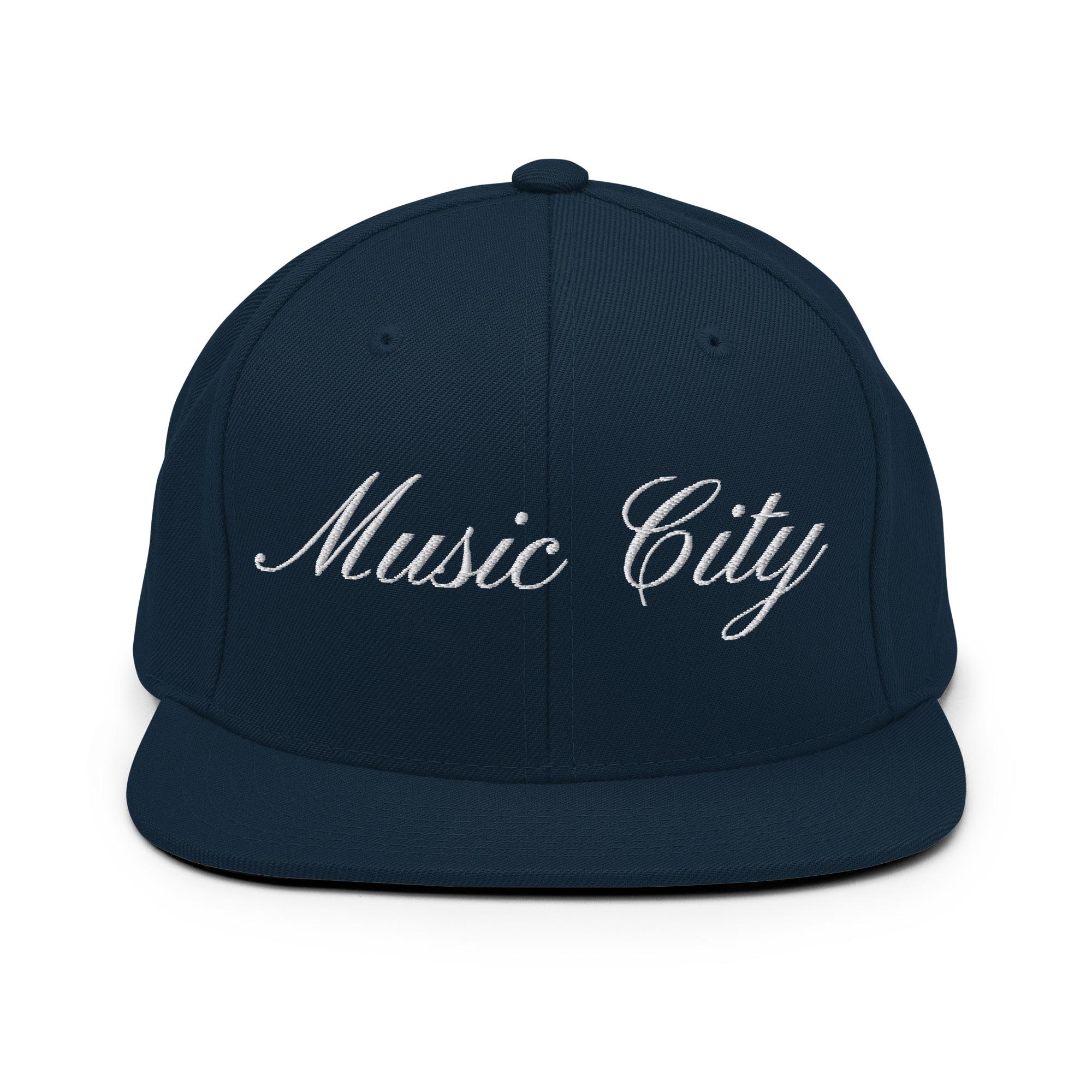 Music City White Script Snapback