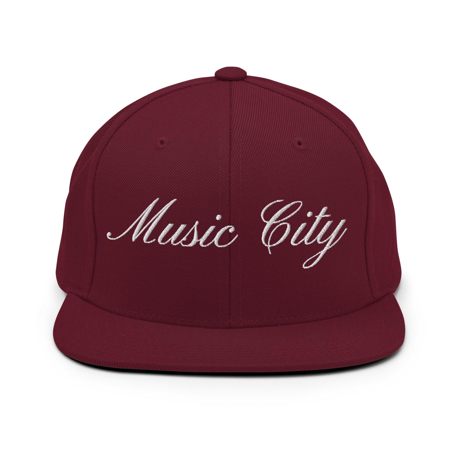 Music City White Script Snapback