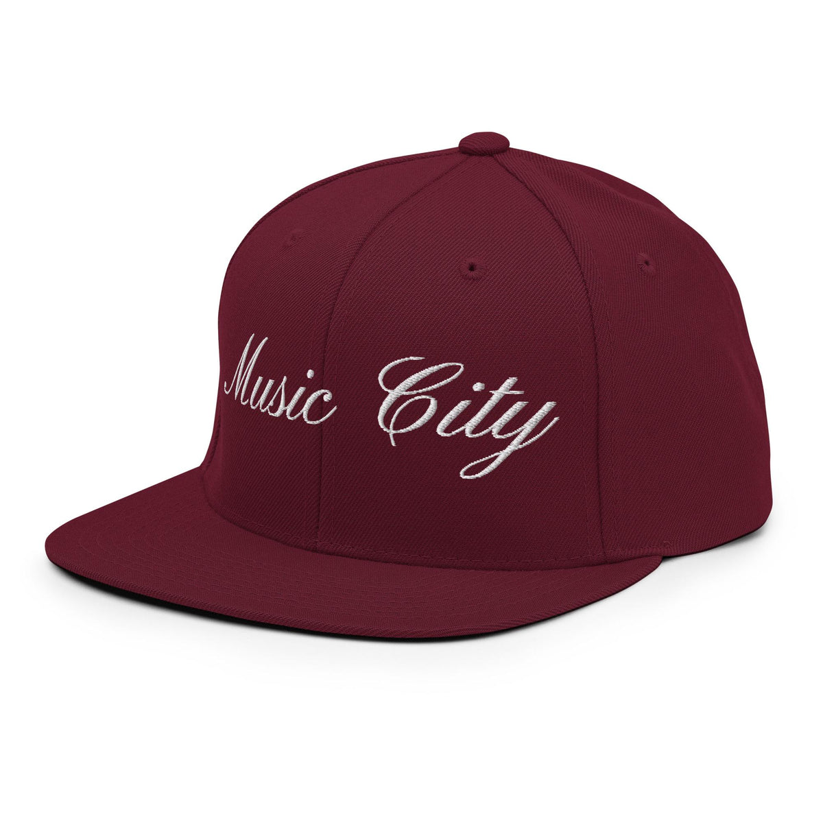 Music City White Script Snapback