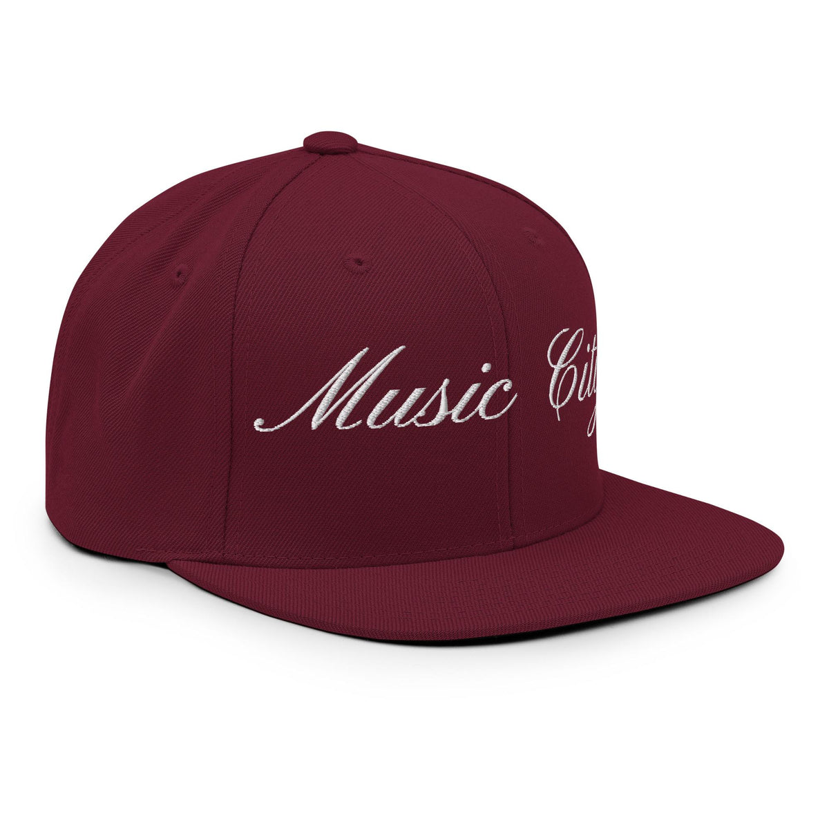 Music City White Script Snapback
