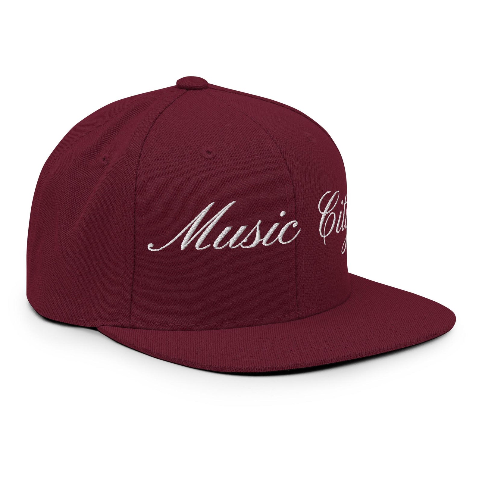Music City White Script Snapback