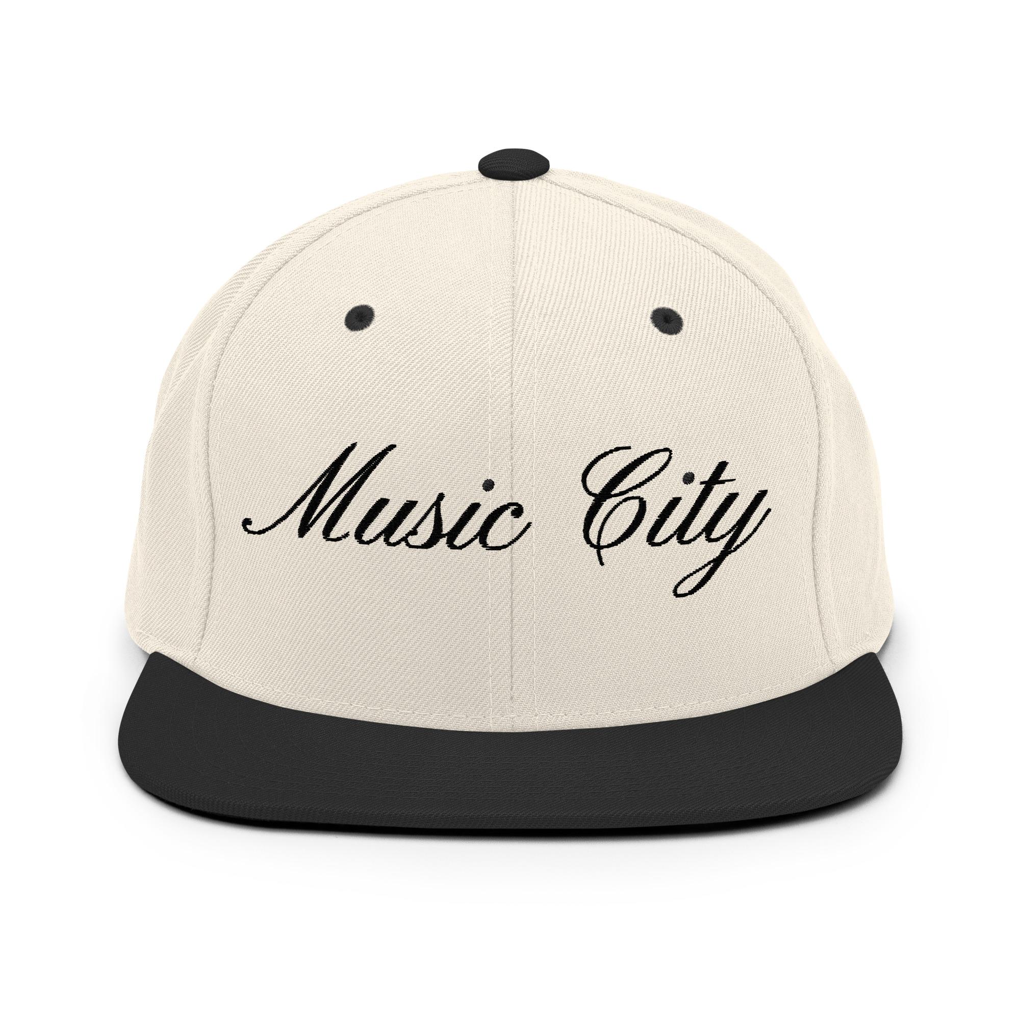 Music City Black Script Natural/Black Snapback