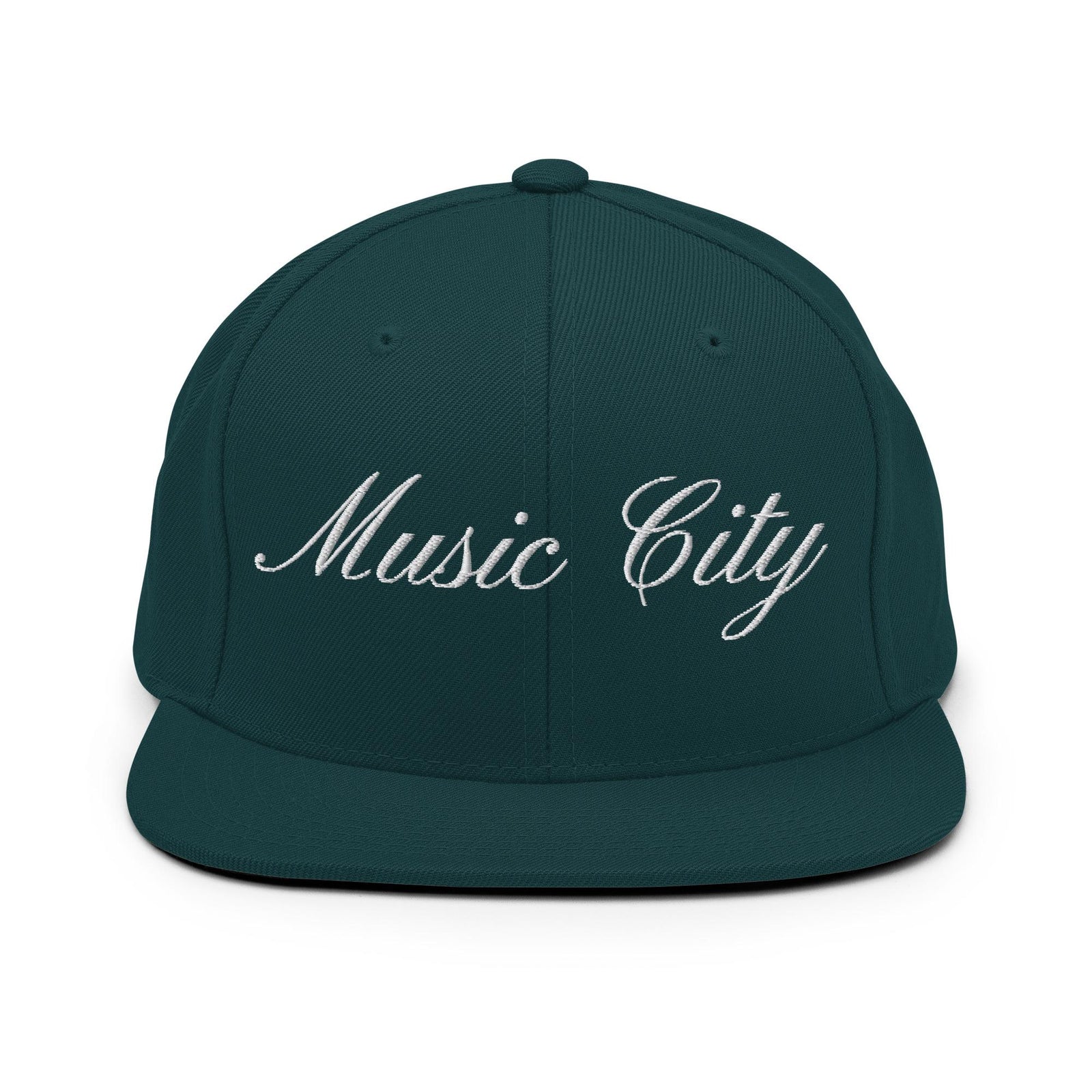 Music City White Script Snapback