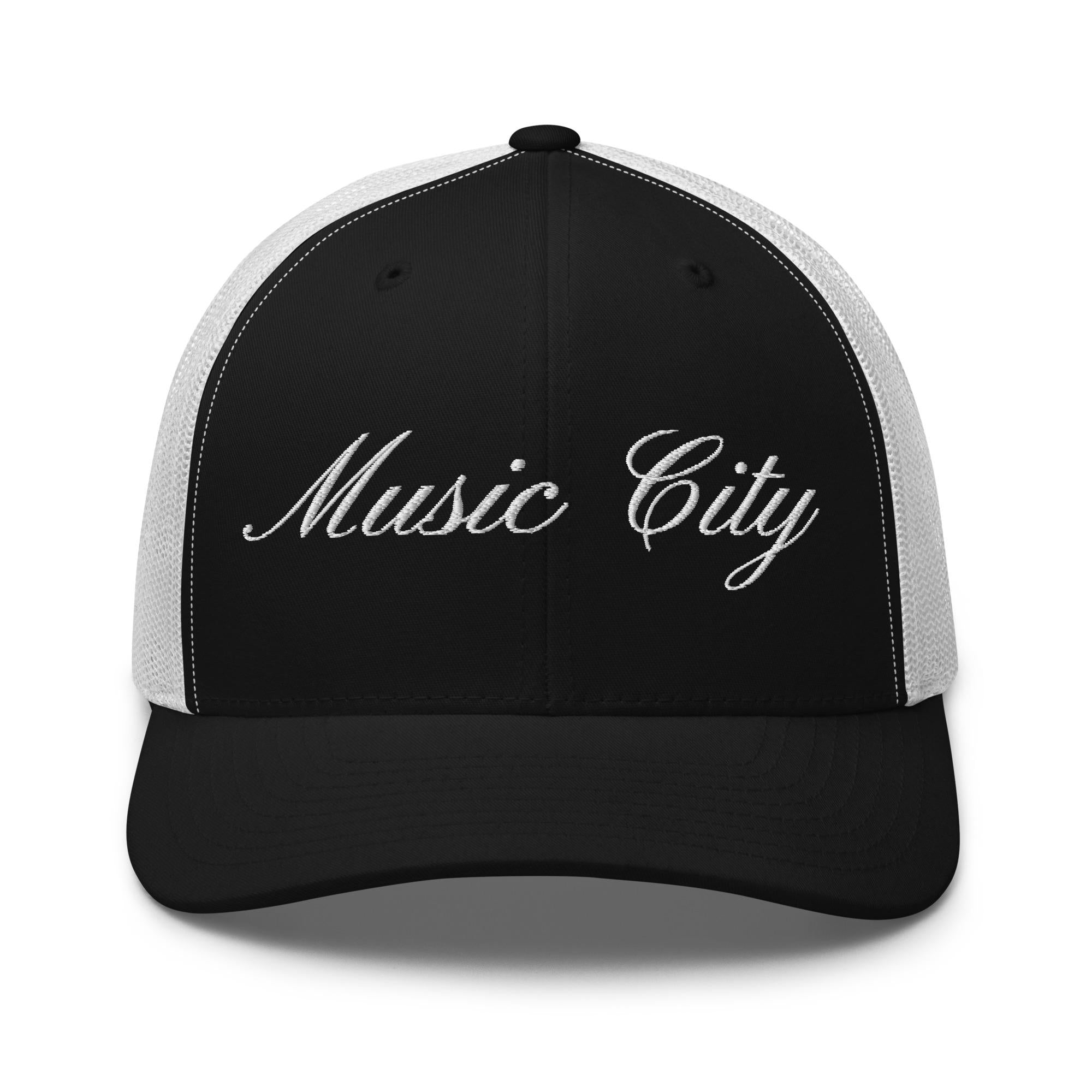 Music City White Script Trucker Cap
