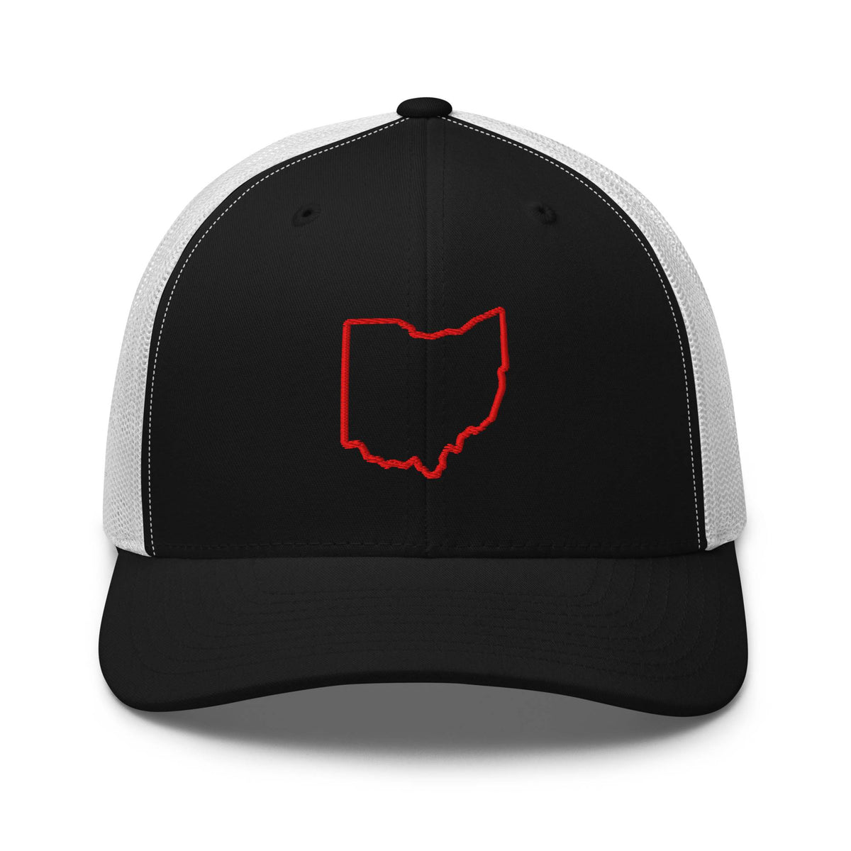 Red Ohio Outline Trucker Hat (Black &amp; White)
