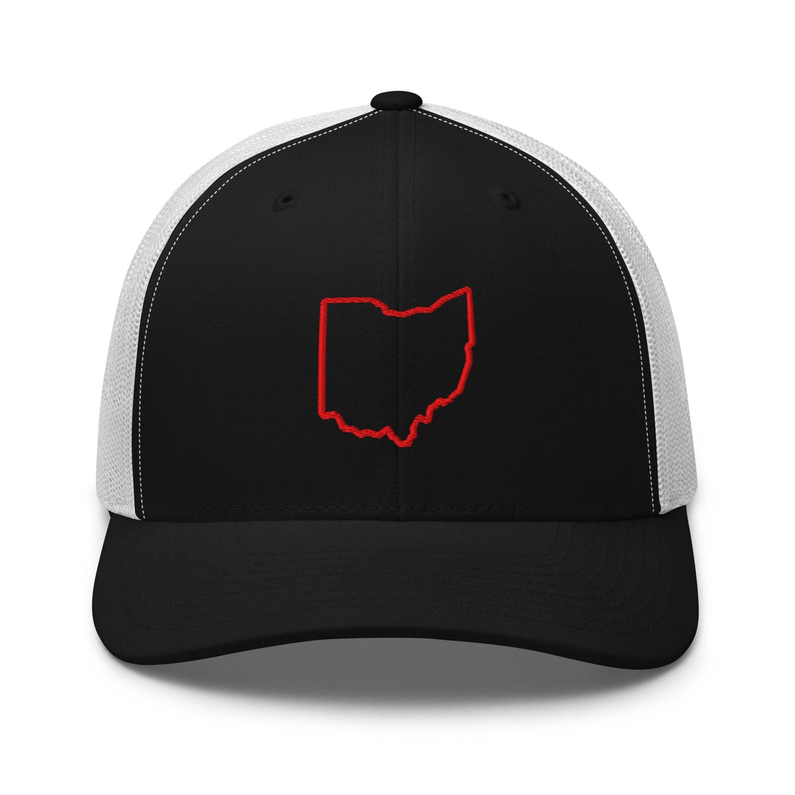 Red Ohio Outline Trucker Hat (Black & White)