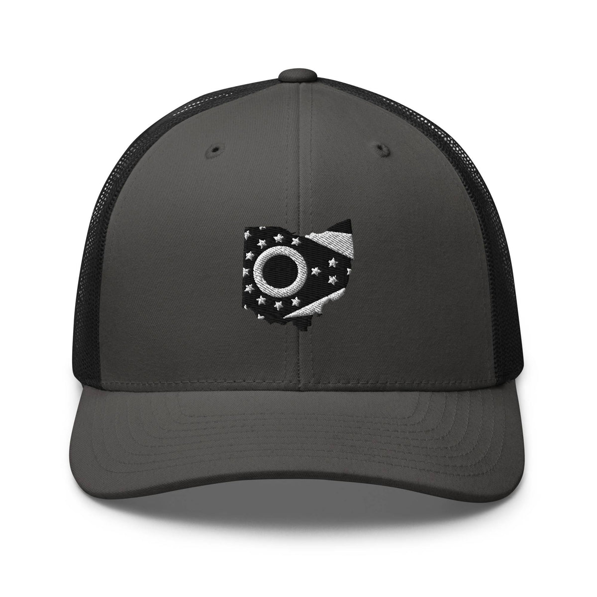 Black and White Ohio Flag Trucker Hat