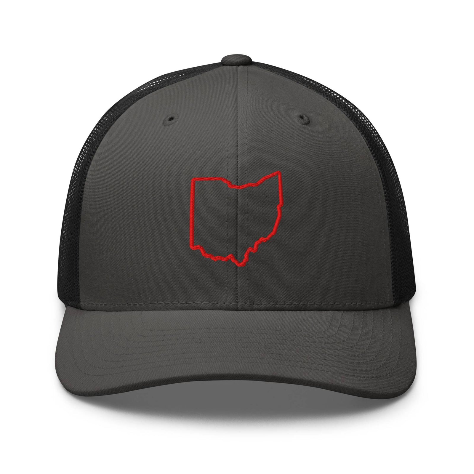 Red Ohio Outline Trucker Hat
