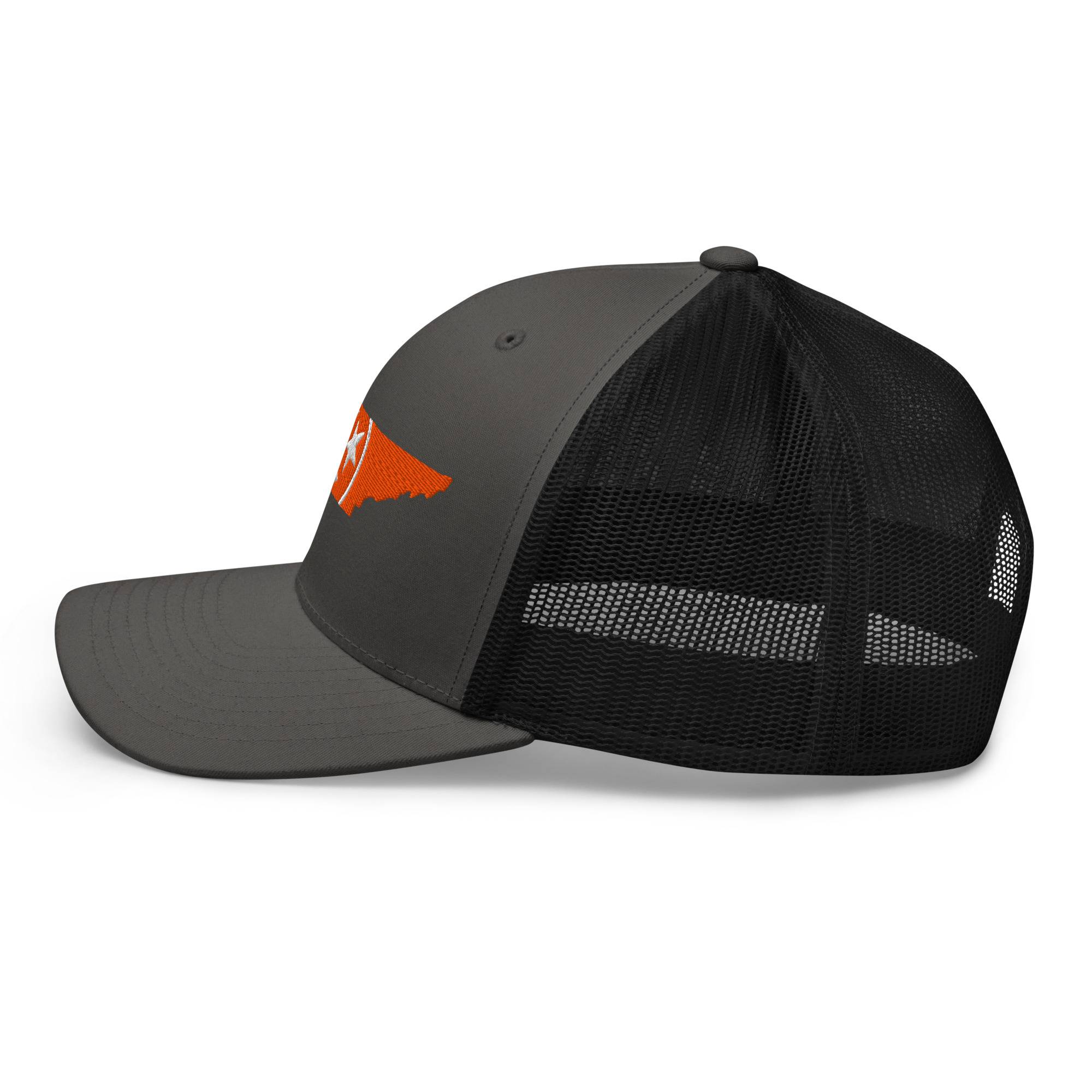 Orange Tennessee Flag Trucker Hat (Charcoal & Black)