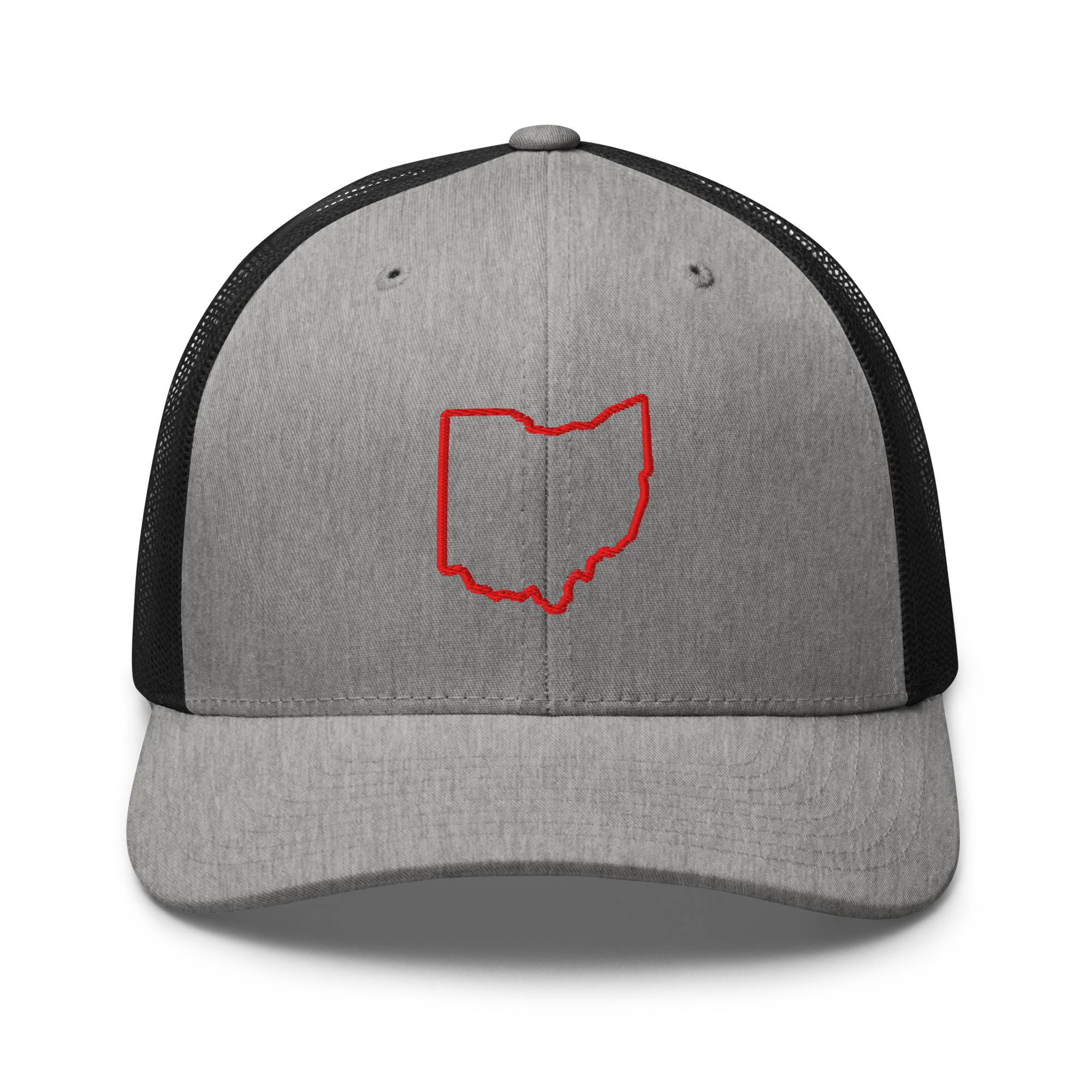Red Ohio Outline Trucker Hat