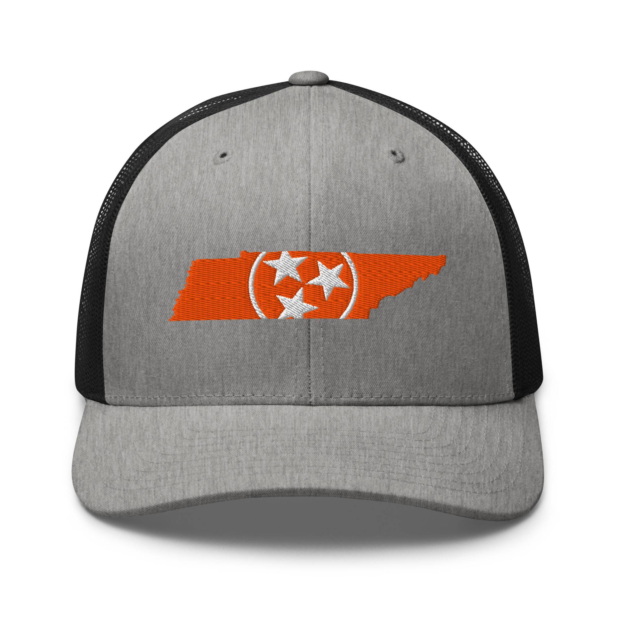 Orange Tennessee Flag Trucker Hat (Heather Gray & Black)
