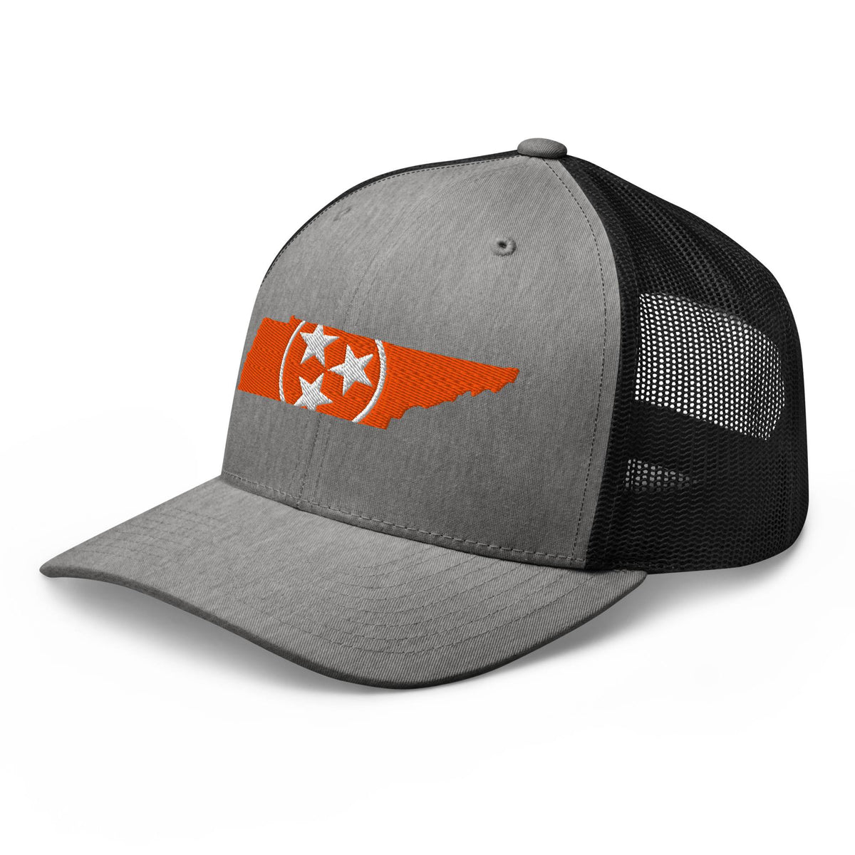 Orange Tennessee Flag Trucker Hat (Heather Gray & Black)