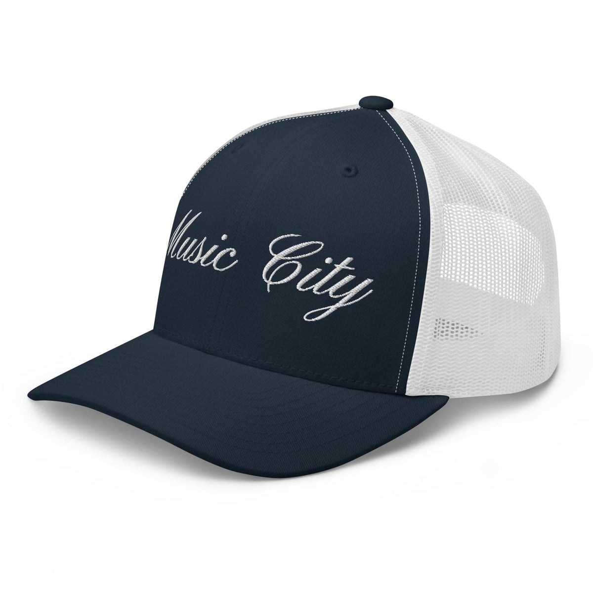 Music City White Script Trucker Cap