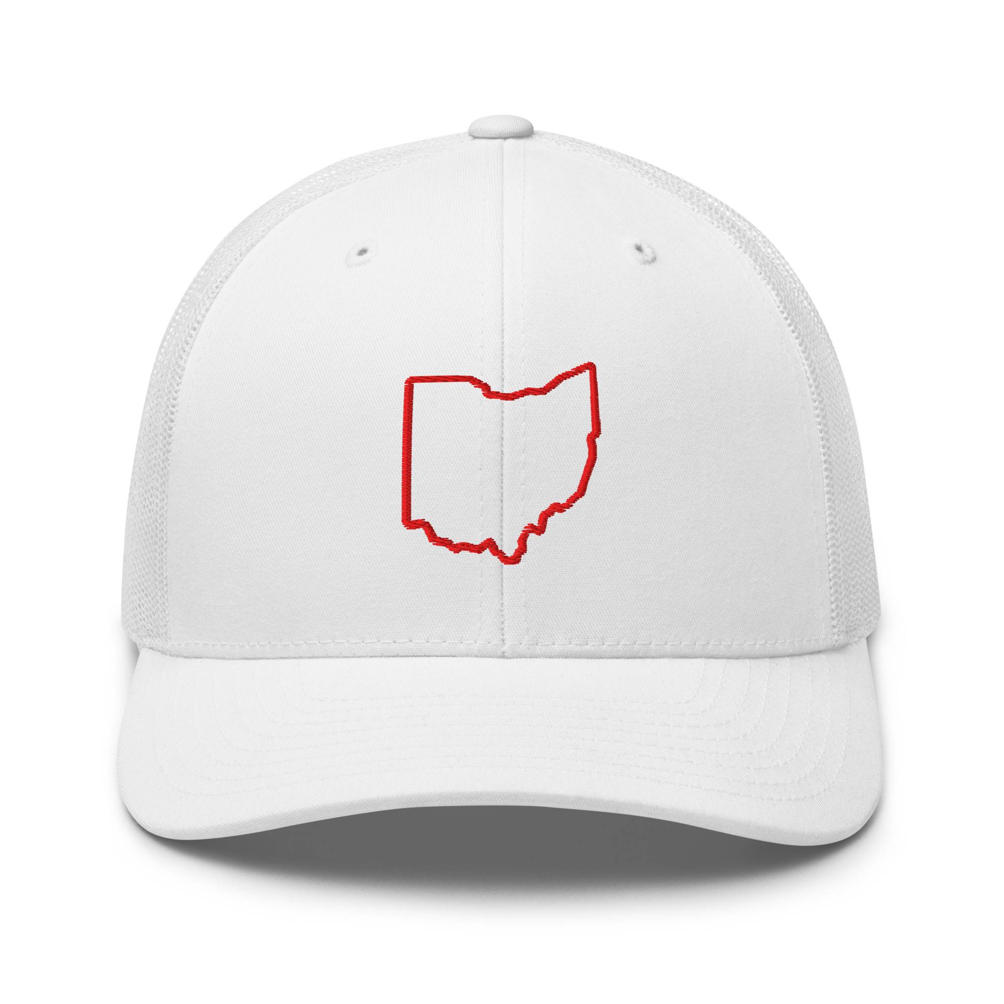 Red Ohio Outline Trucker Hat