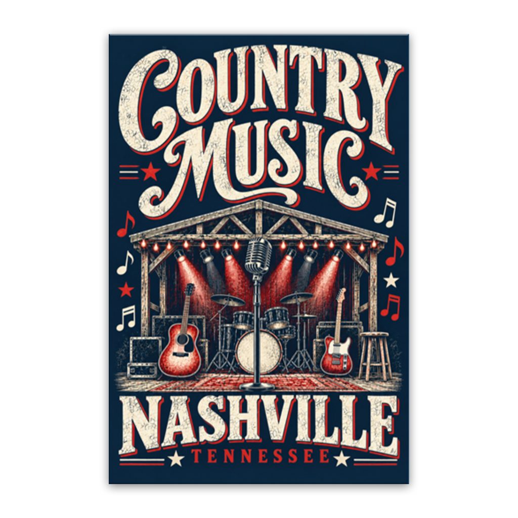 Nashville Country Music Poster Canvas Wall Art Print