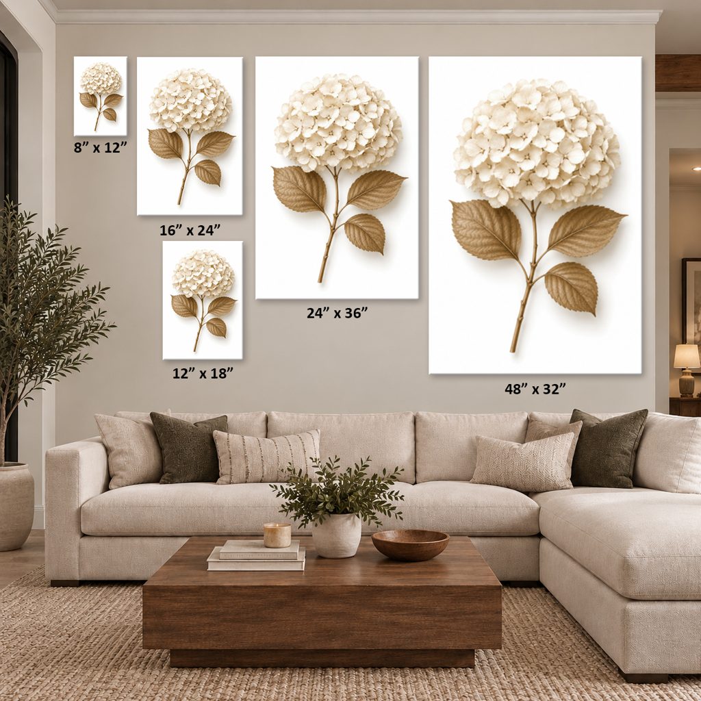 Dried Hydrangea Canvas Wall Art Print