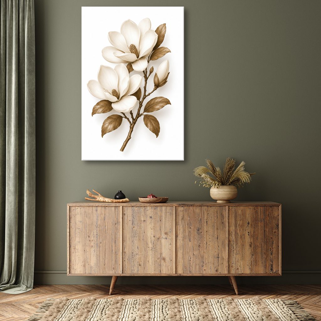 Dried Magnolia Canvas Wall Art Print