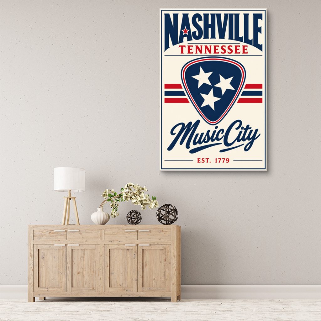 Nashville Guitar Pick Poster Canvas Wall Art Print