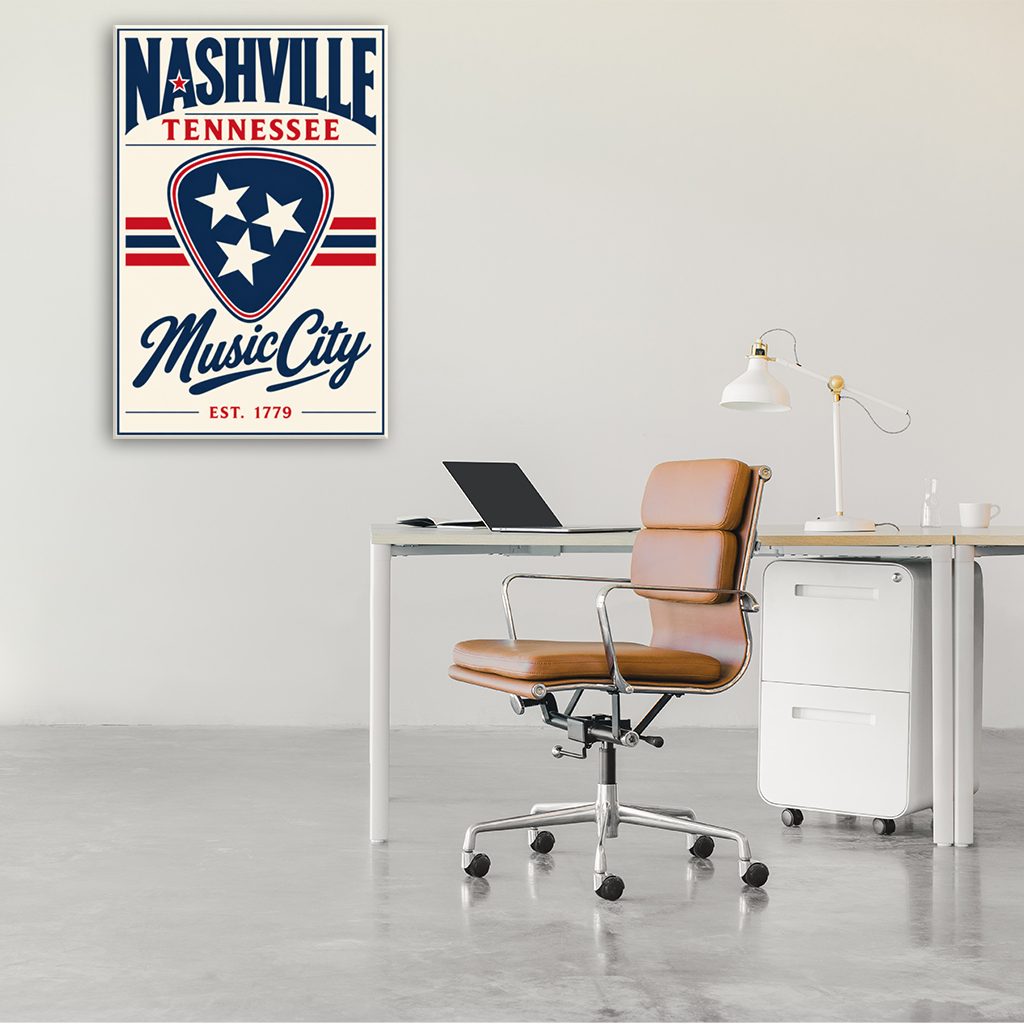 Nashville Guitar Pick Poster Canvas Wall Art Print