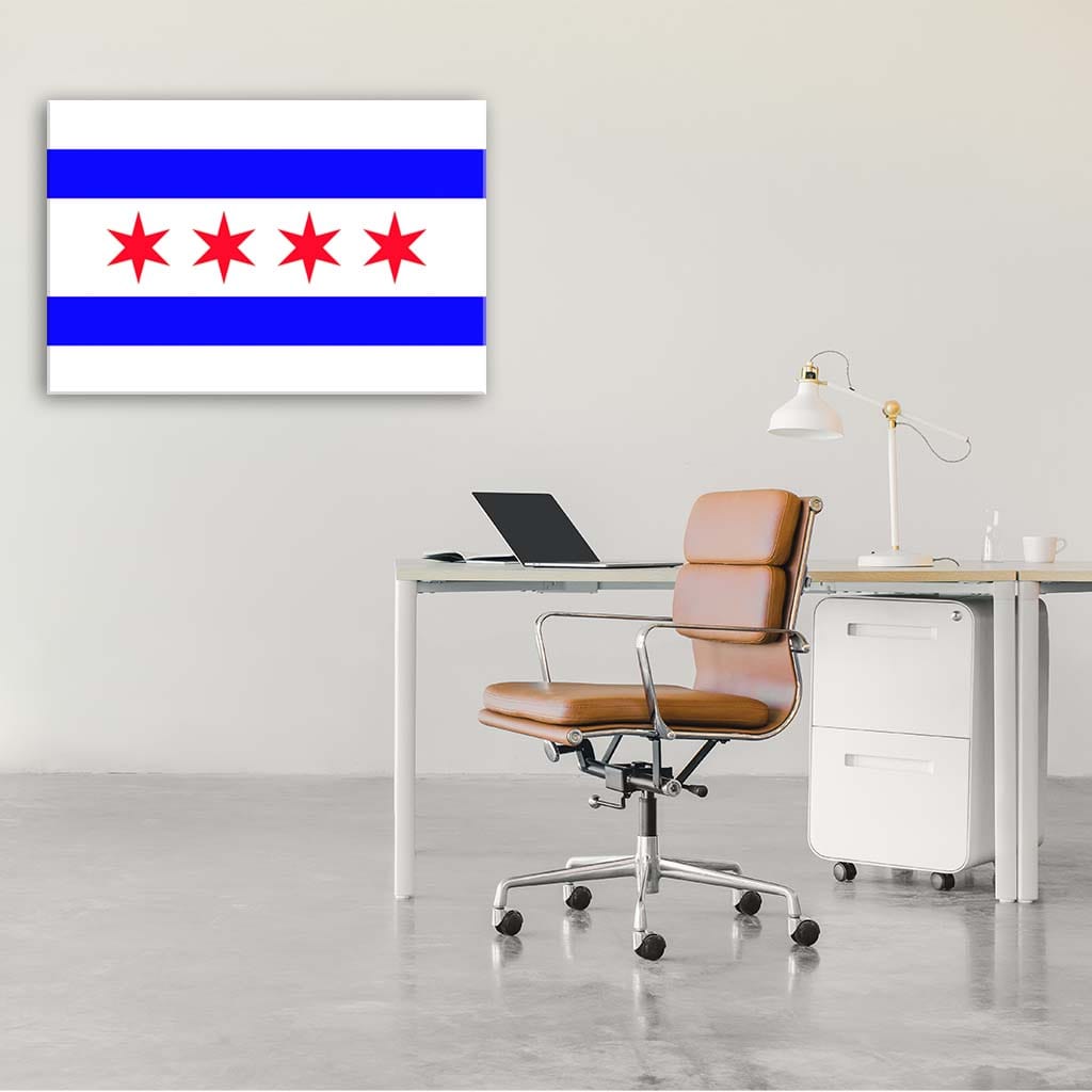 Blue & Red Chicago Flag Canvas Wall Art Print