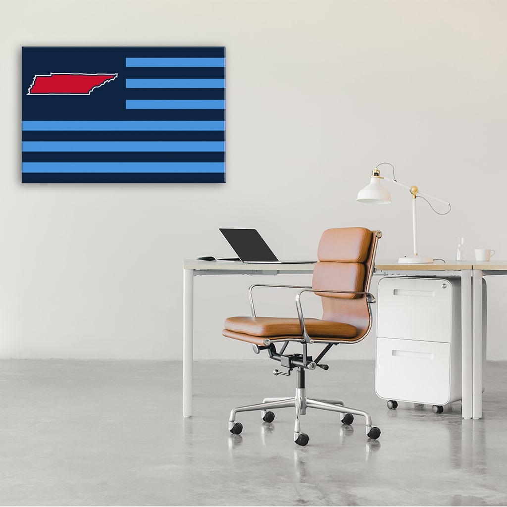 Navy and Light Blue Tennessee American Flag Canvas Wall Art Print