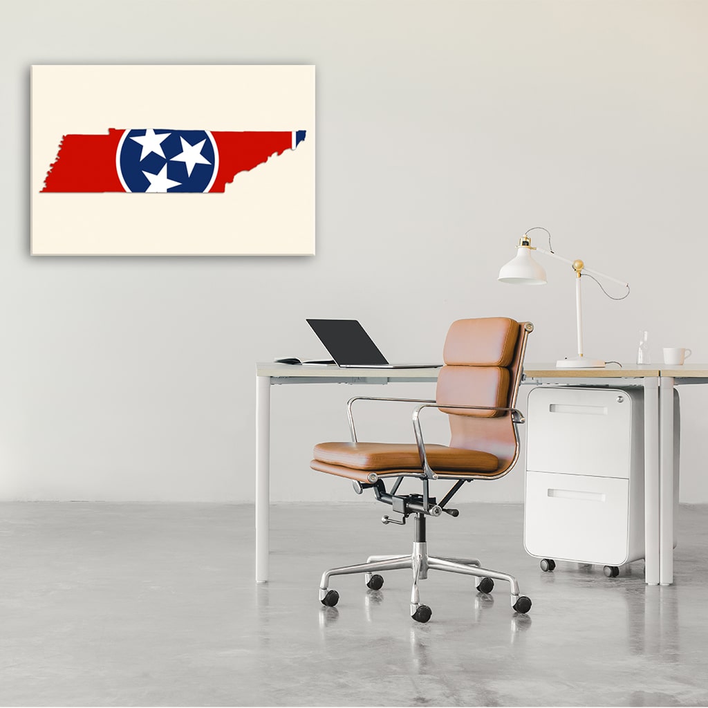 Tennessee Flag Silhouette Canvas Wall Art Print