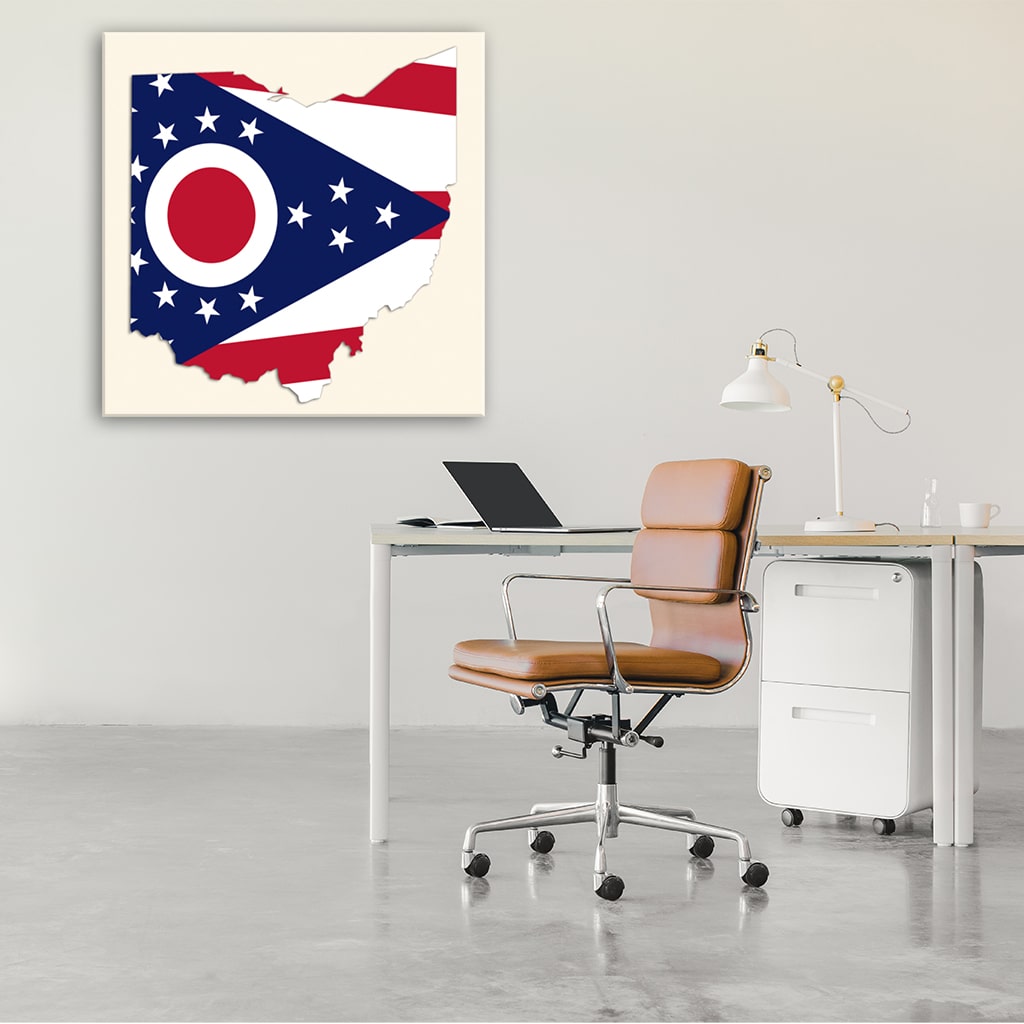 Ohio Flag Silhouette Canvas Wall Art Print