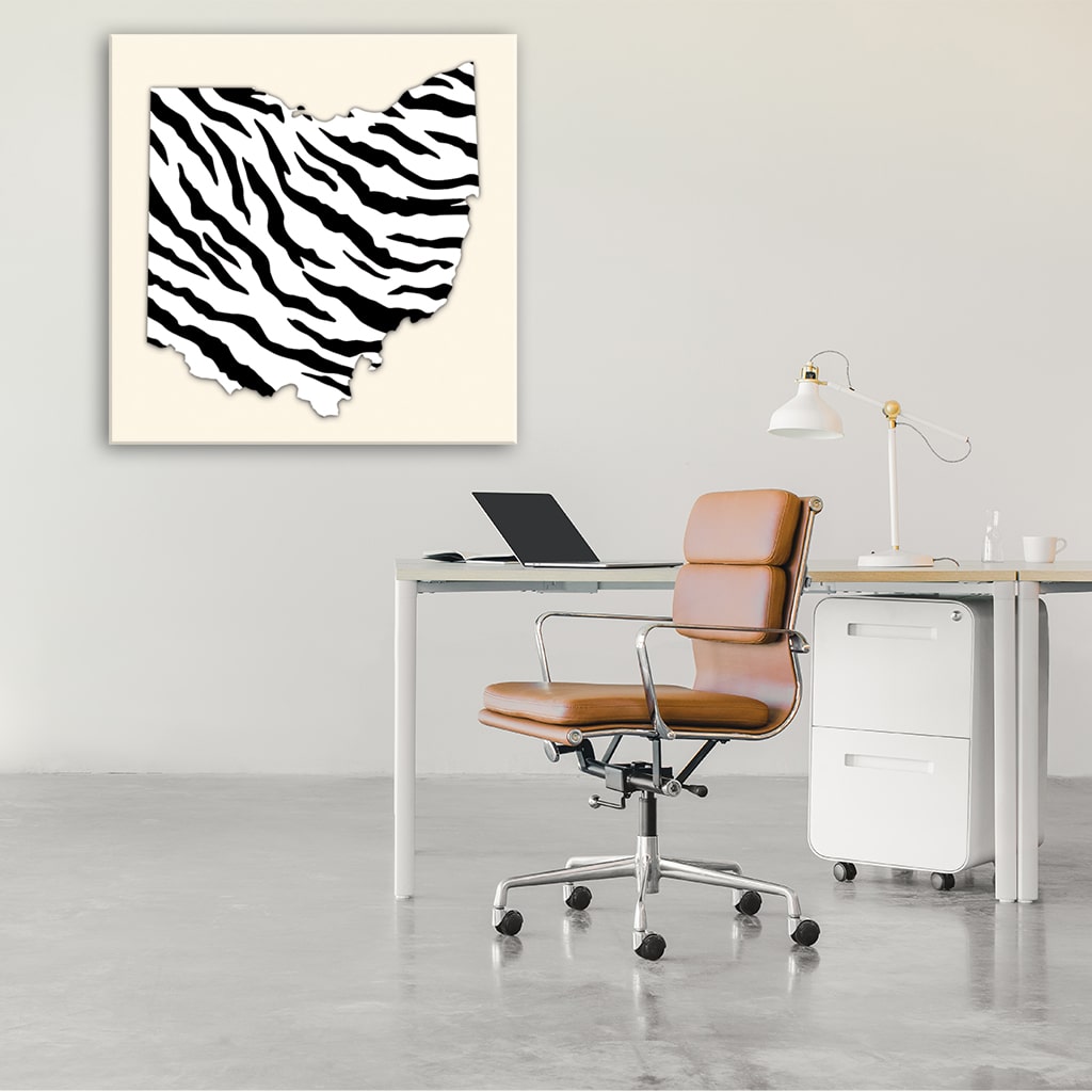 Ohio White Out Tiger Stripe Silhouette Canvas Wall Art Print