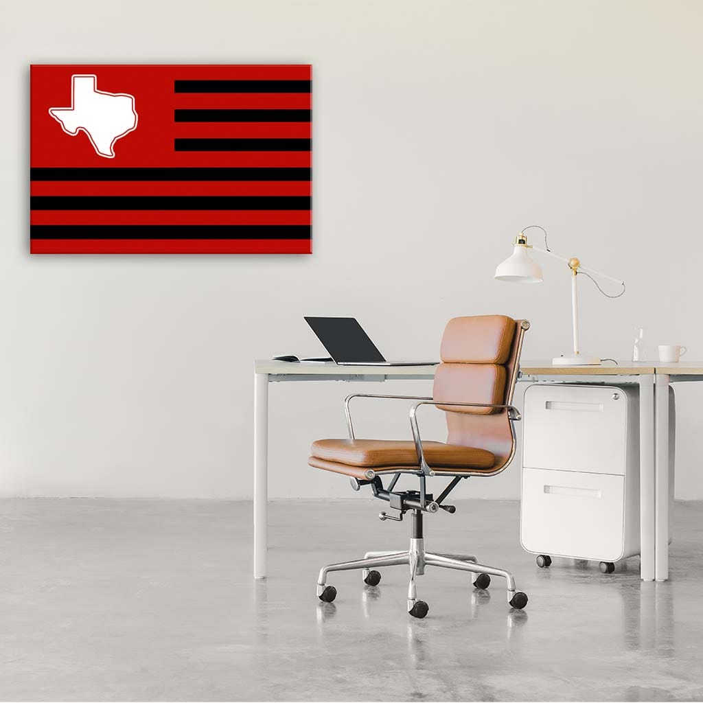 Red and Black Texas American Flag Canvas Wall Art Print