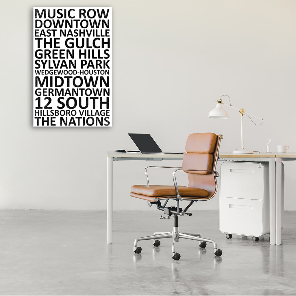 Nashville Neighborhood Canvas Wall Art Print - White