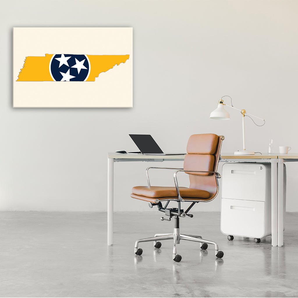 Navy & Gold Tennessee Flag Silhouette Canvas Wall Art Print