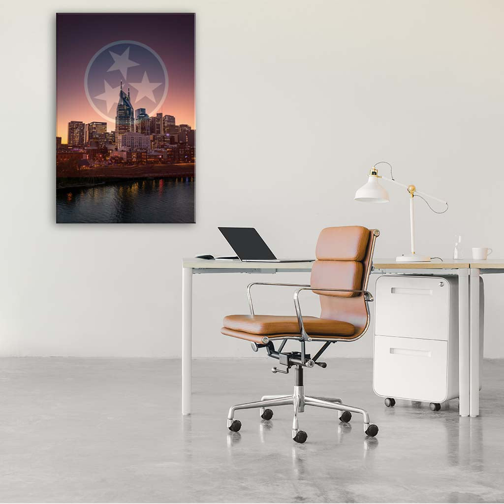 Nashville Skyline Tri Star Canvas Wall Art Print