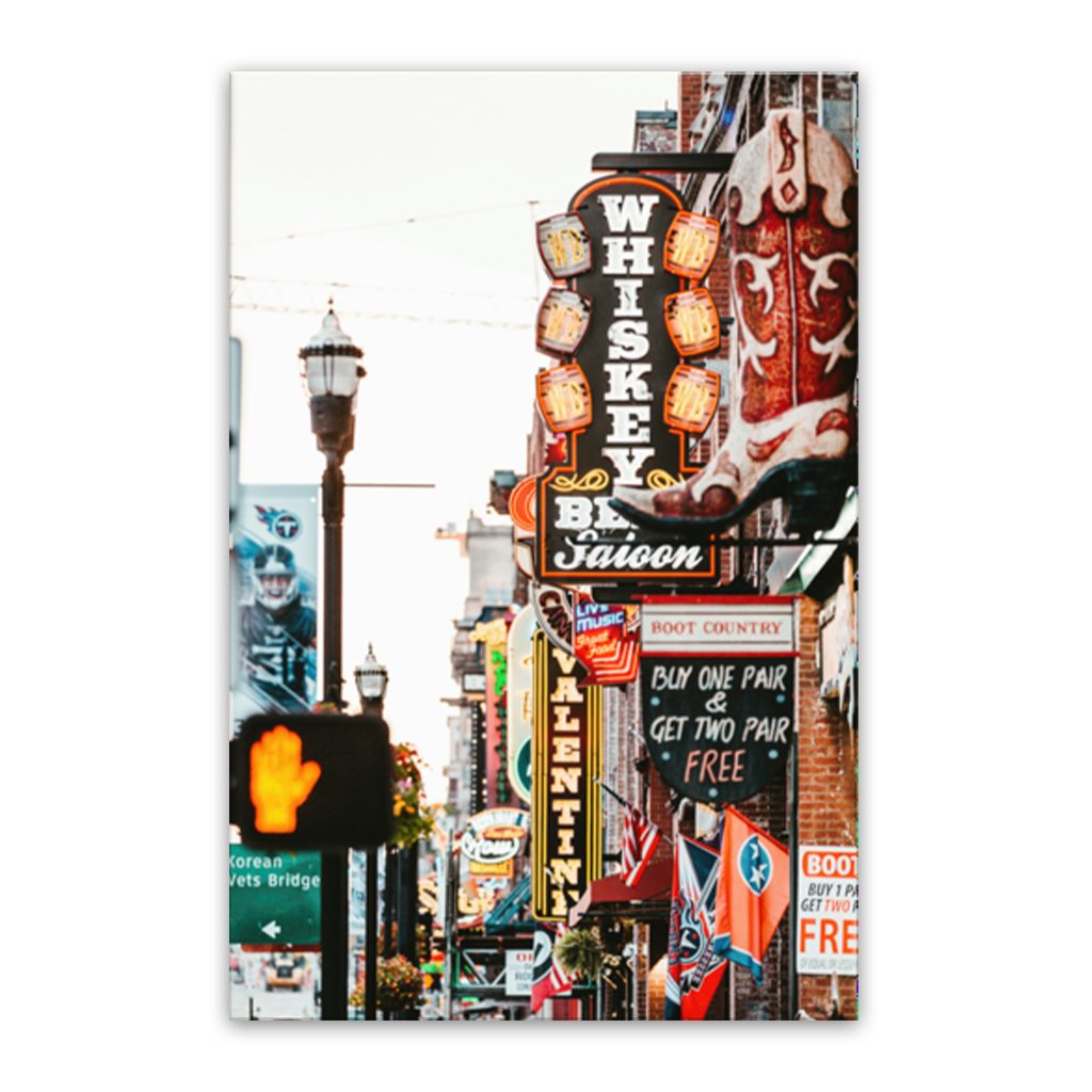 Nashville Lower Broadway Canvas Wall Art Print