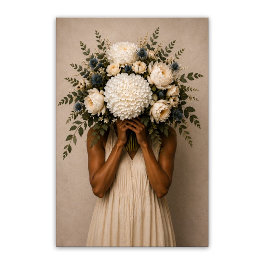 Michelle With Flowers Canvas Wall Art Print