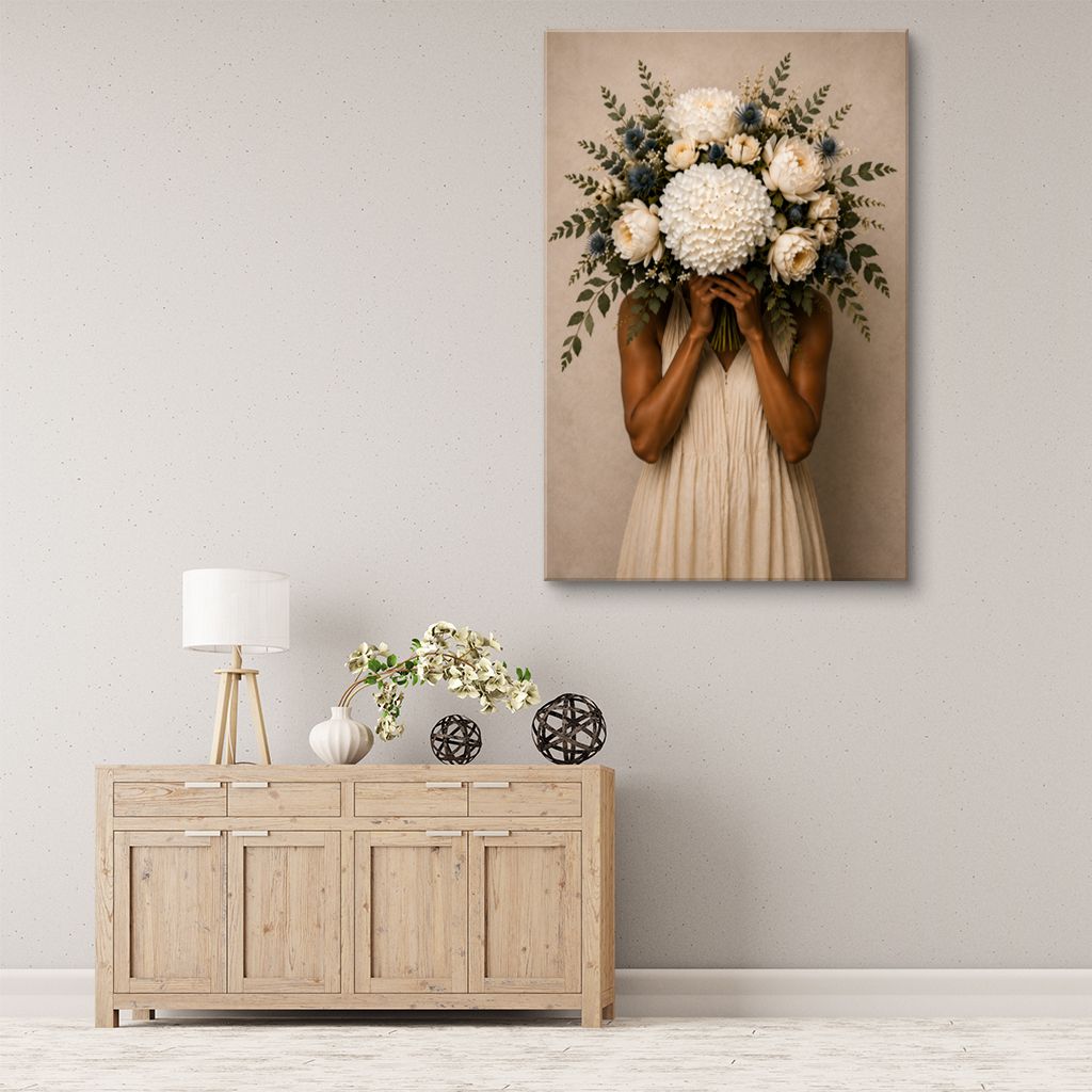 Michelle With Flowers Canvas Wall Art Print