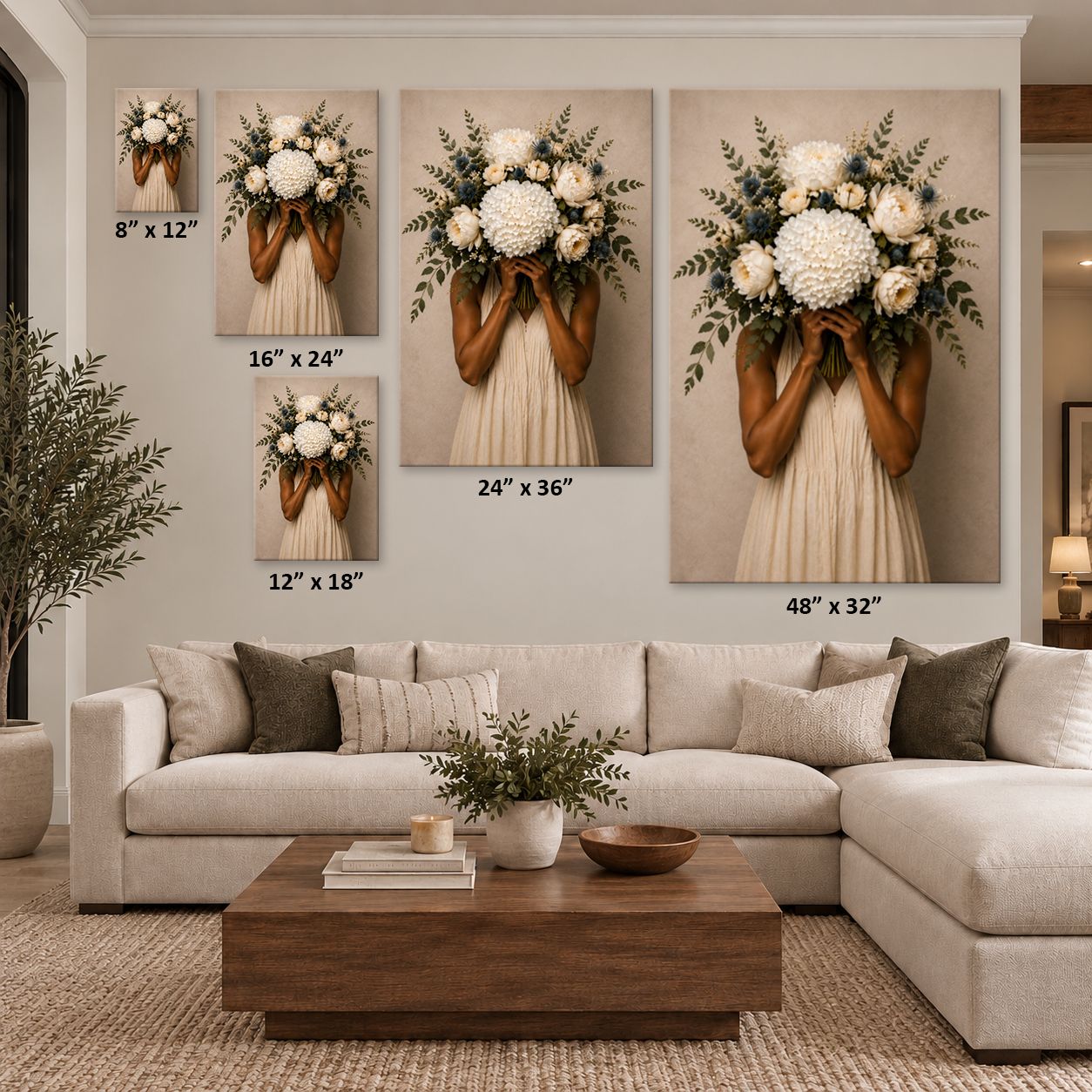 Michelle With Flowers Canvas Wall Art Print