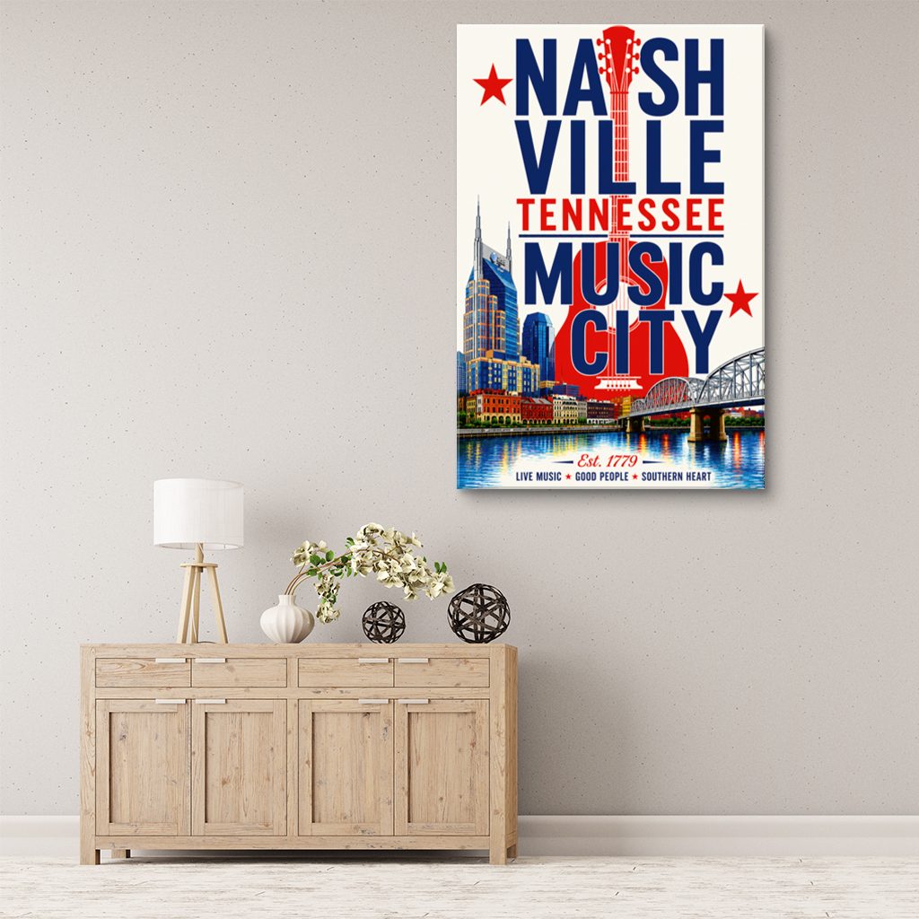 Nashville Skyline Poster Canvas Wall Art Print