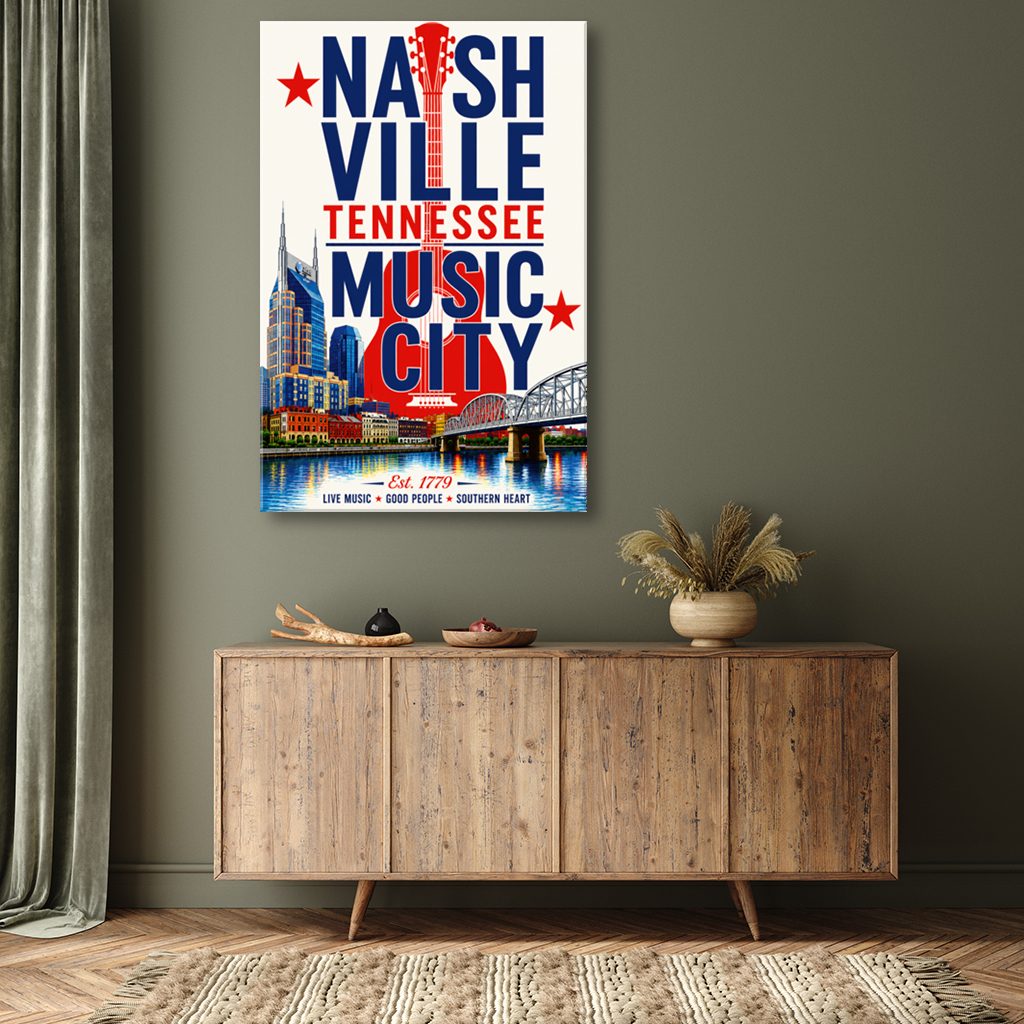Nashville Skyline Poster Canvas Wall Art Print