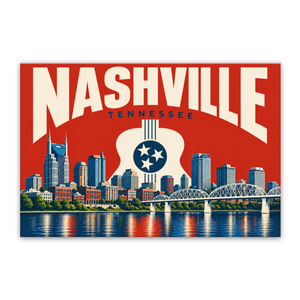 Nashville Skyline Guitar Canvas Wall Art Print
