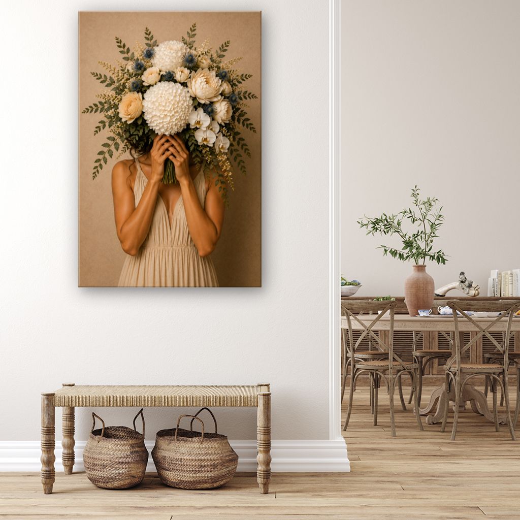 Natalie With Flowers Canvas Wall Art Print