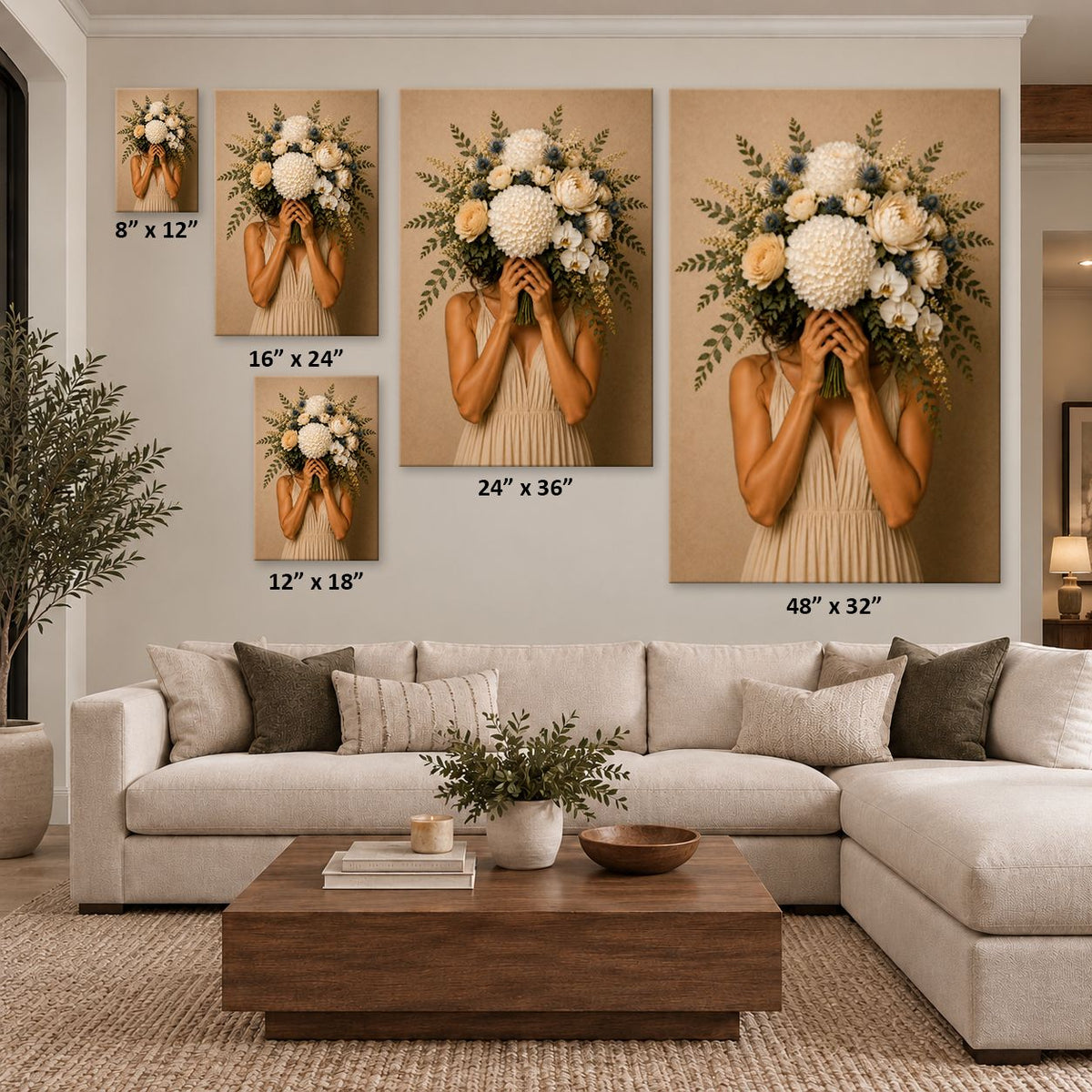 Natalie With Flowers Canvas Wall Art Print